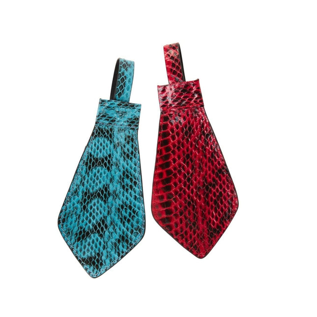 Turquoise & Black Viper Snake and Red & Black Tie, Backed With Italian Leather & Swarovski Crystal Closure Set Of 2