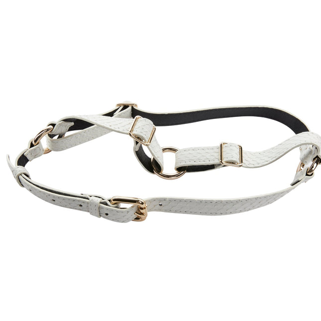 Matte White Snake Harness With Gold Hardware