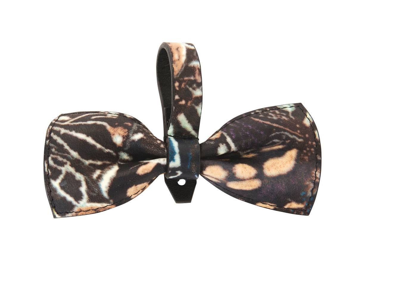 Abstract Butterfly Italian Leather Bowtie