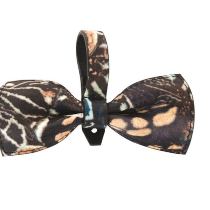 Abstract Butterfly Italian Leather Bowtie