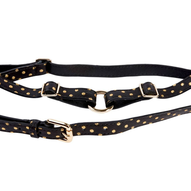 Black & Gold Polka Dot Italian Leather Harness