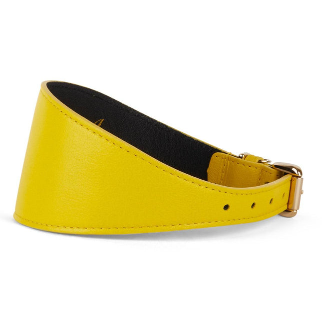 Smooth Yellow Italian Leather 3” Wide Style Collar