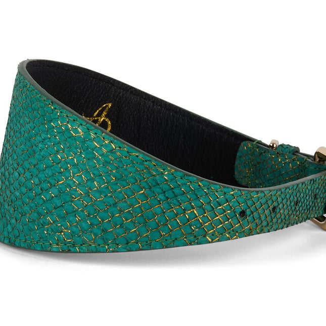 Beautiful Green & Gold 3” Wide Style Collar