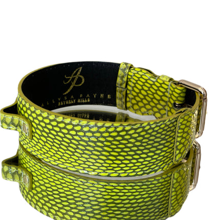 Luxury Pet Fashion Neon Green Snakeskin Collar/Classic Hardware