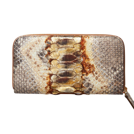 Neutral Brown & Gold Zipper Wallet