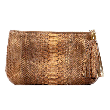 Bronze Python Clutch