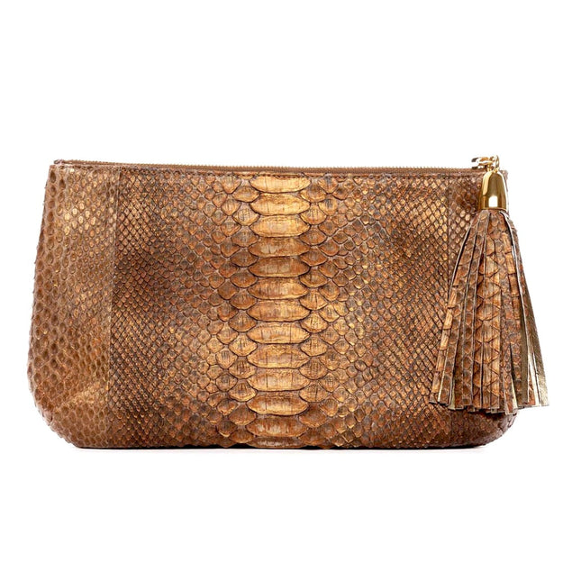 Bronze Python Clutch