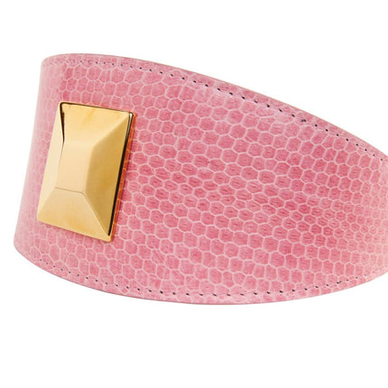 Soft Pink Snake 3” Wide Style Collar With Custom Large Gold Rivet