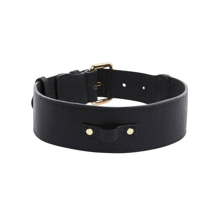 Classic Black Italian Leather Collar & Leash Set