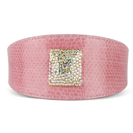 Soft Pink Snake 3” Wide Style Collar With Custom Swarovski Rivet