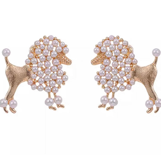 Pearl Poodle Earrings