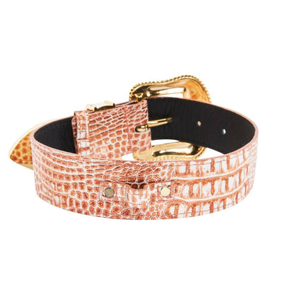 Copper Embossed Croc Italian Leather Swarovski Crystal Collar