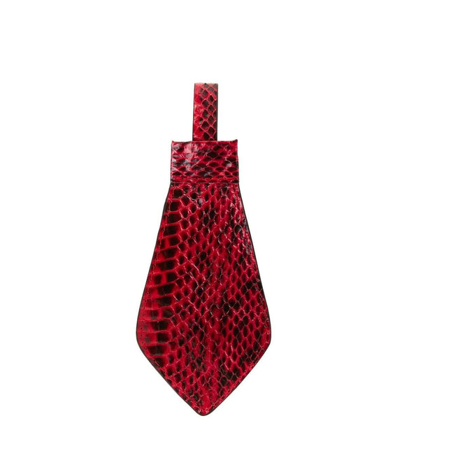 Red & Black Viper Snake Tie, Backed With Italian Leather & Swarovski Crystal Closure