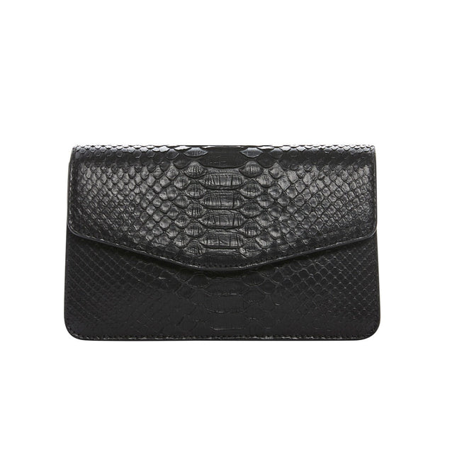 Classic Black Python Clutch