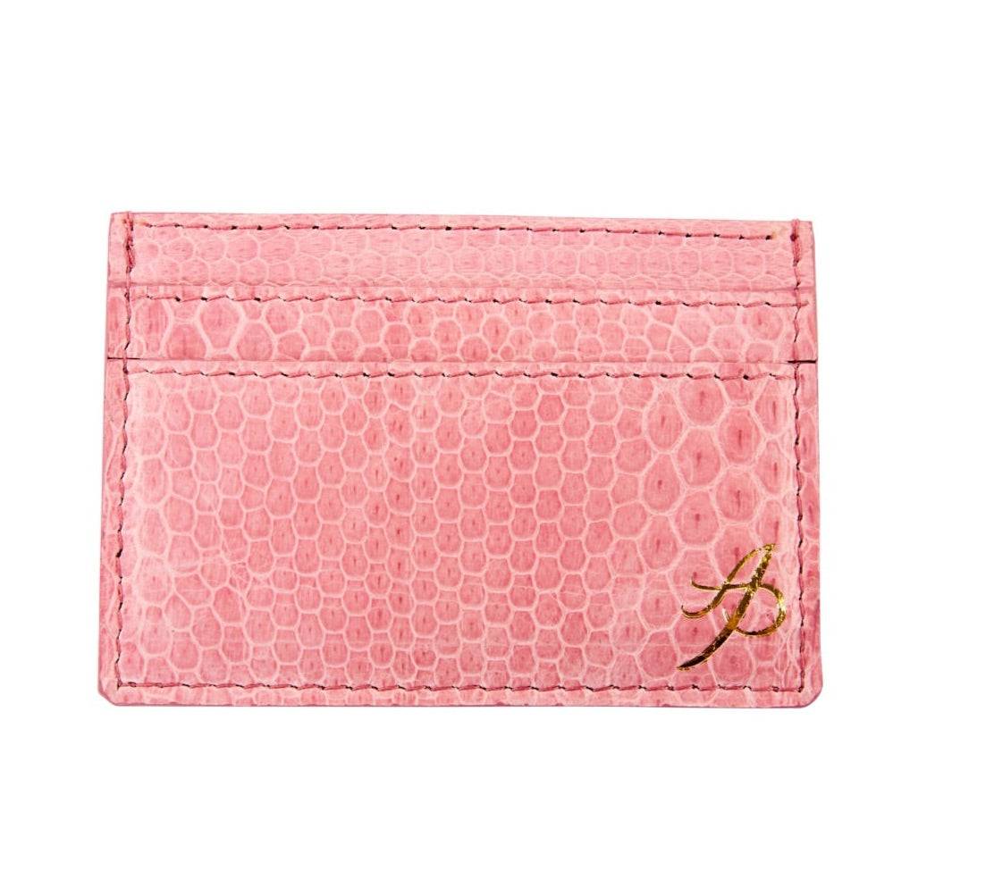 Soft Pink Snake AP Luxury Pet Fashion Double Sided Card Wallet.