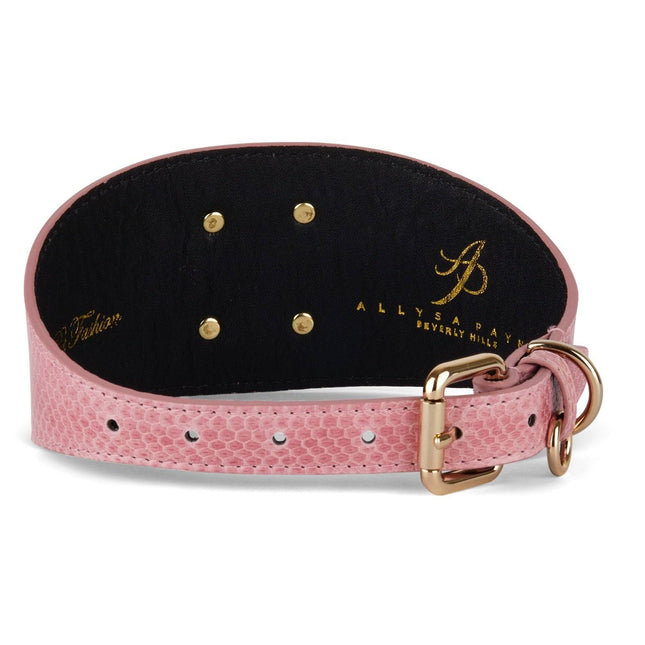 Soft Pink Snake 3” Wide Style Collar With Custom Swarovski Rivet