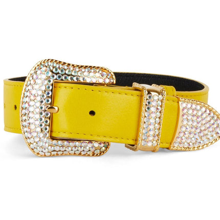 Smooth Yellow Italian Leather With Custom Swarovski Crystal Hardware