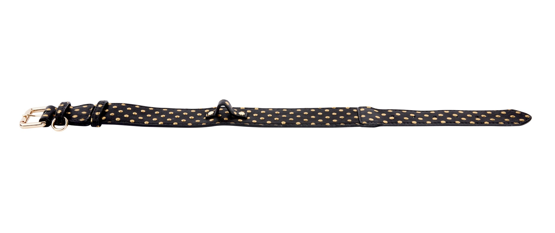 Black & Gold Polka Dot Italian Leather Classic Collar