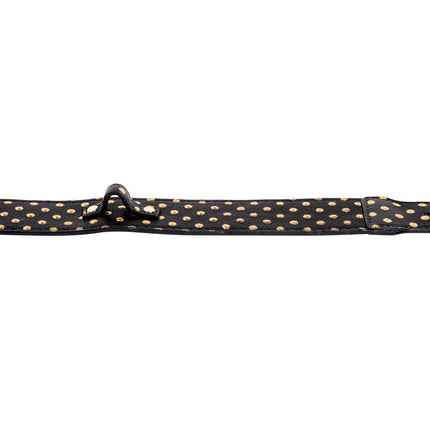 Black & Gold Polka Dot Italian Leather Classic Collar