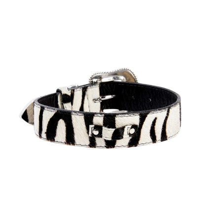 Zebra Print Hair On Hide Italian Leather With Swarovski Crystal Hardware