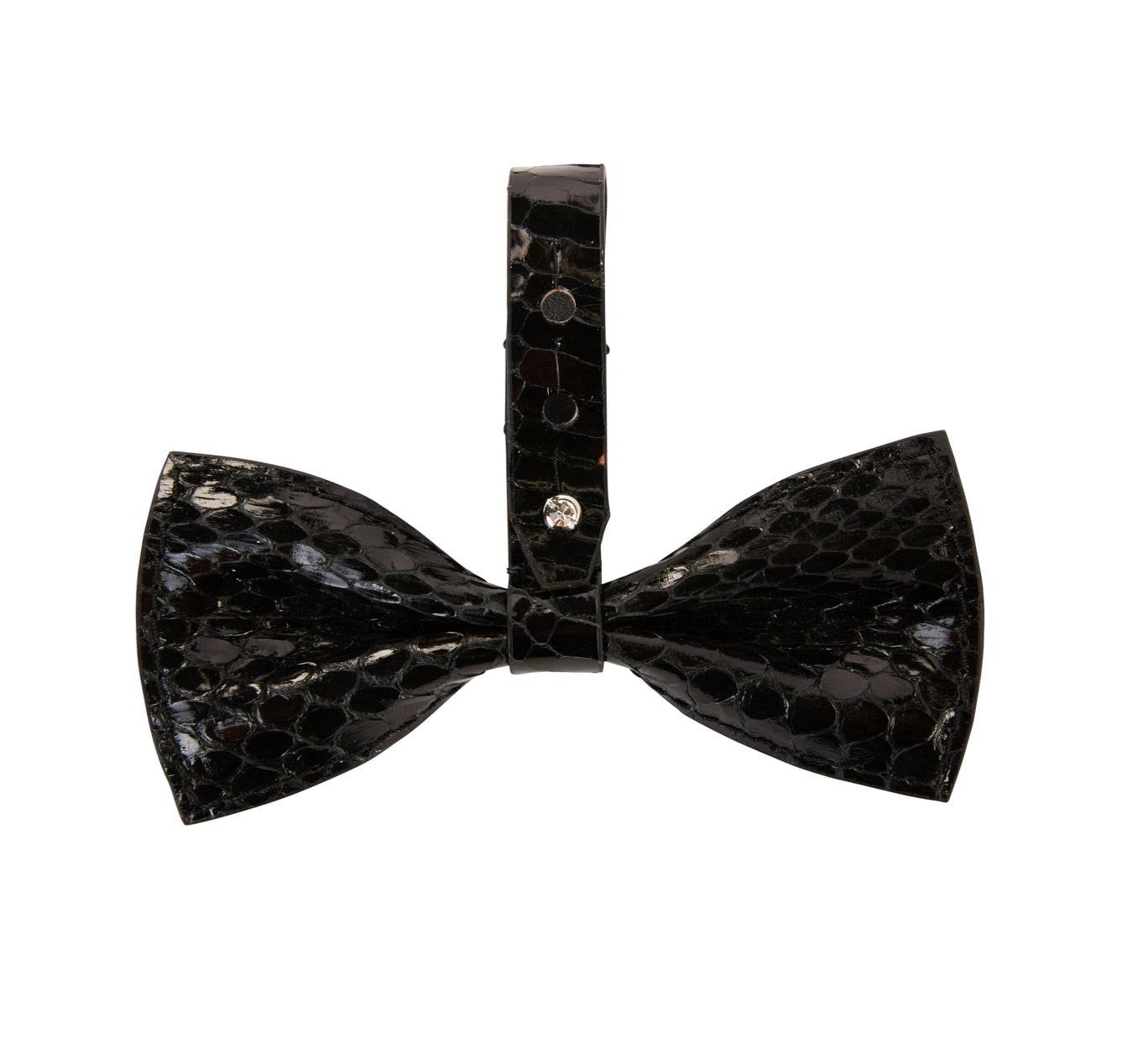 Black Snake Bowtie With Silver Swarovski Closure