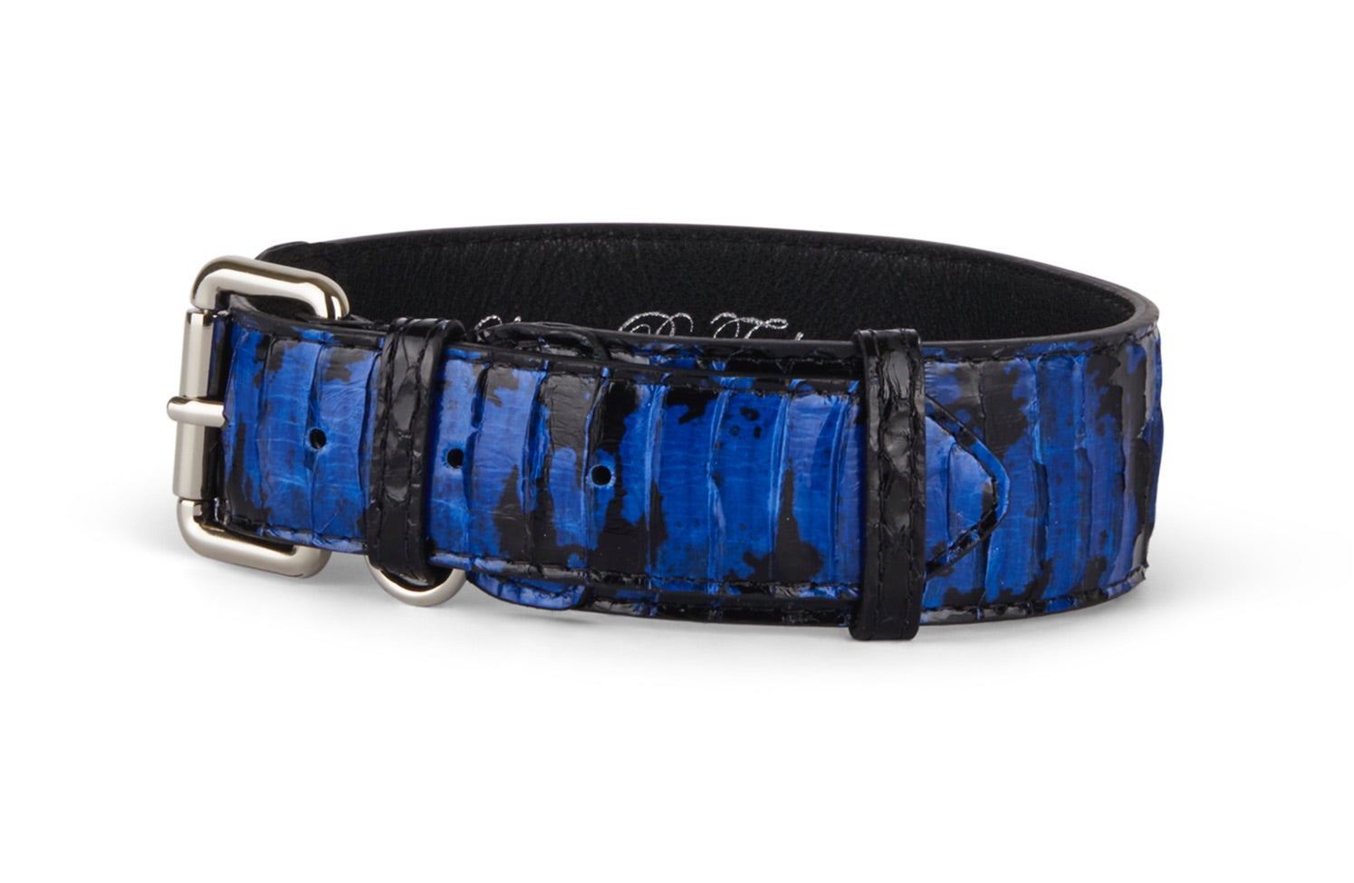 Black and Royal Blue Snake 3” Wide Style Collar