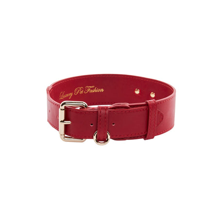 Red Vegan Leather Classic Collar