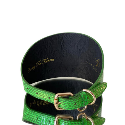 Luxury Pet Fashion Neon Green Snake 4” Oval Collar