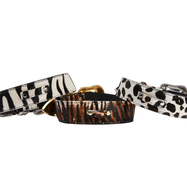 Animal Print Italian Leather Swarovski Crystal Hardware Set Of 3