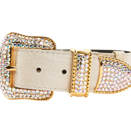 Iridescent Off White Snake Collar With Swarovski Crystal Hardware