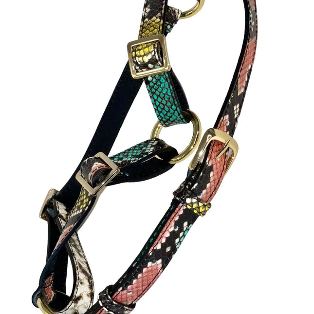 Multi-Color Embossed Snake Italian Leather Harness