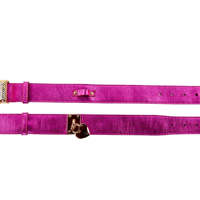 Pink Foil Italian Leather Collar Set