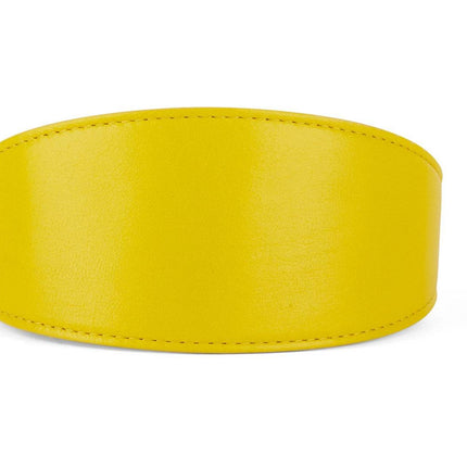 Smooth Yellow Italian Leather 3” Wide Style Collar