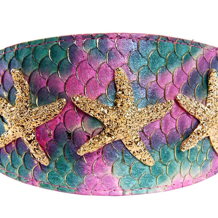 Mermaid Collection. Stunning Custom Colored Tilapia Wide Style Collar With Gold Custom Starfish