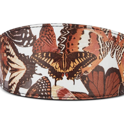 Butterfly Print Italian Leather 3” Wide Style Collar