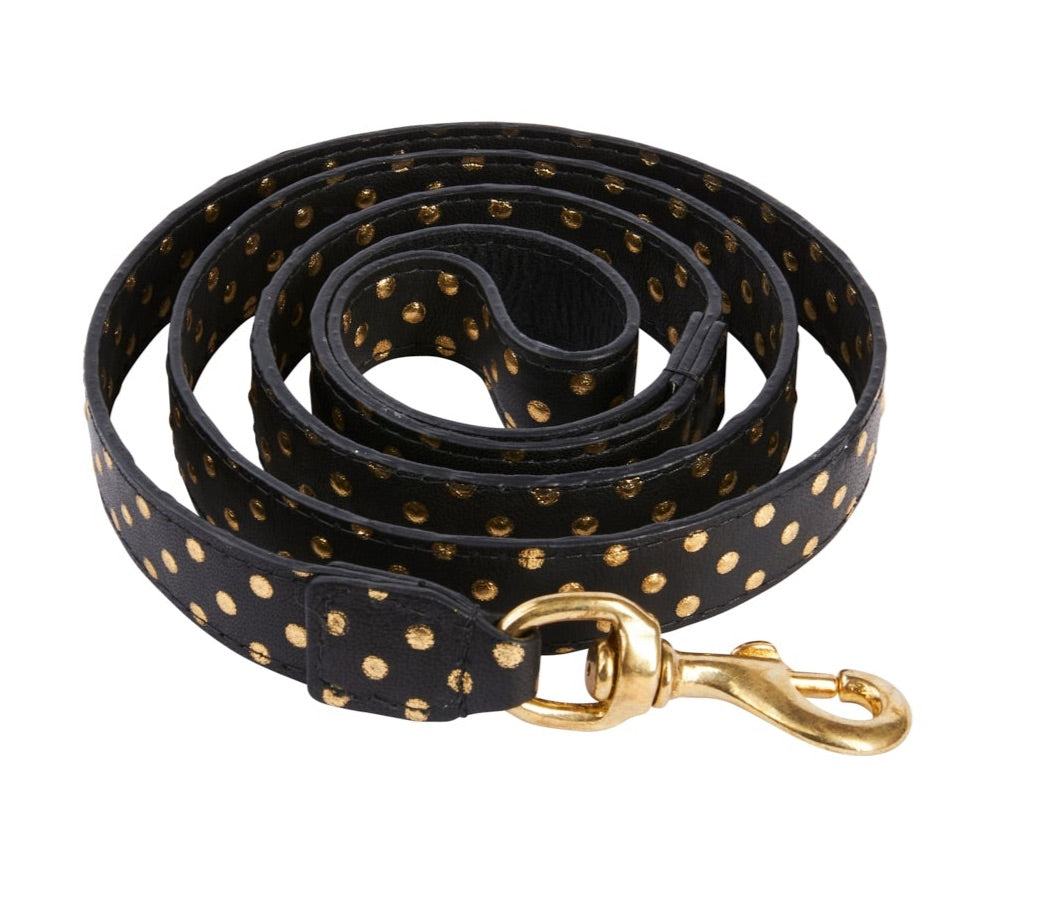 Black & Gold Polka Dot Leash