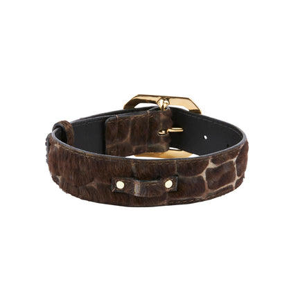 Brown Snake Print Hair On Hide Italian Leather With Modern Style Italian Hardware