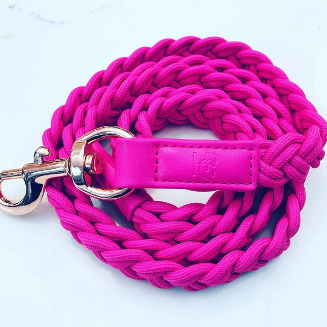 Dog Lead Lipstick Pink Plaited