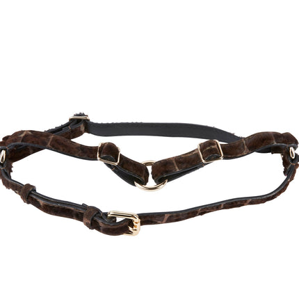 Brown Snake Print Hair On Hide Italian Leather Harness