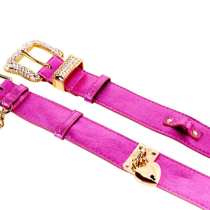 Pink Foil Italian Leather Collar Set