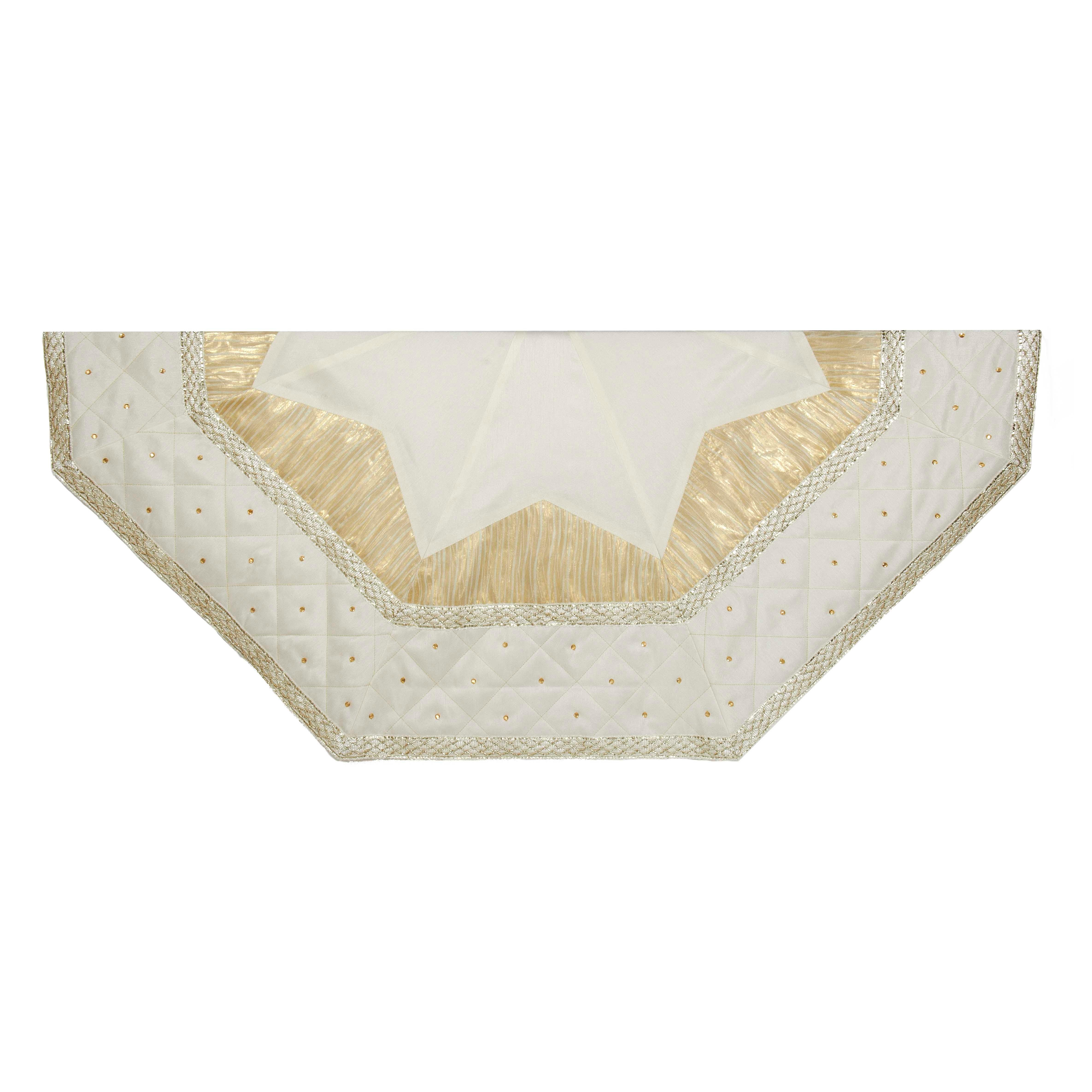 Kurt Adler 52-Inch Ivory Tree skirt with Quilted Border