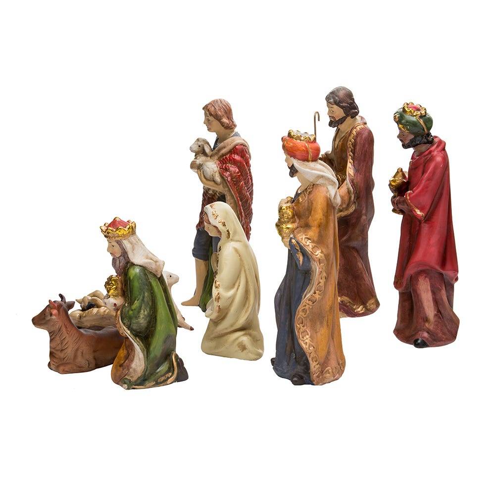 Kurt Adler 9-Inch Porcelain Nativity Figures Tablepiece Set of 9