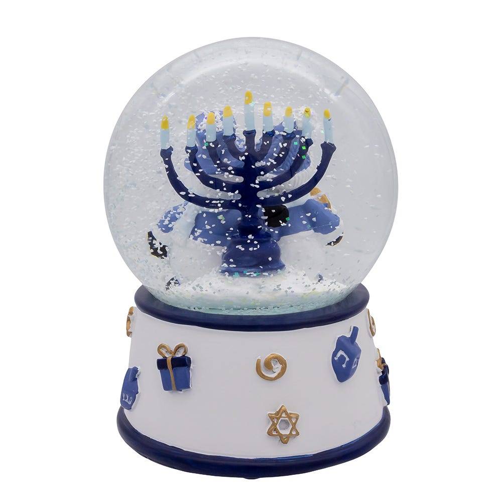 Kurt Adler 100MM Musical Wind-Up Hanukkah Snowman Water Globe