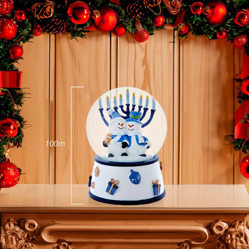 Kurt Adler 100MM Musical Wind-Up Hanukkah Snowman Water Globe