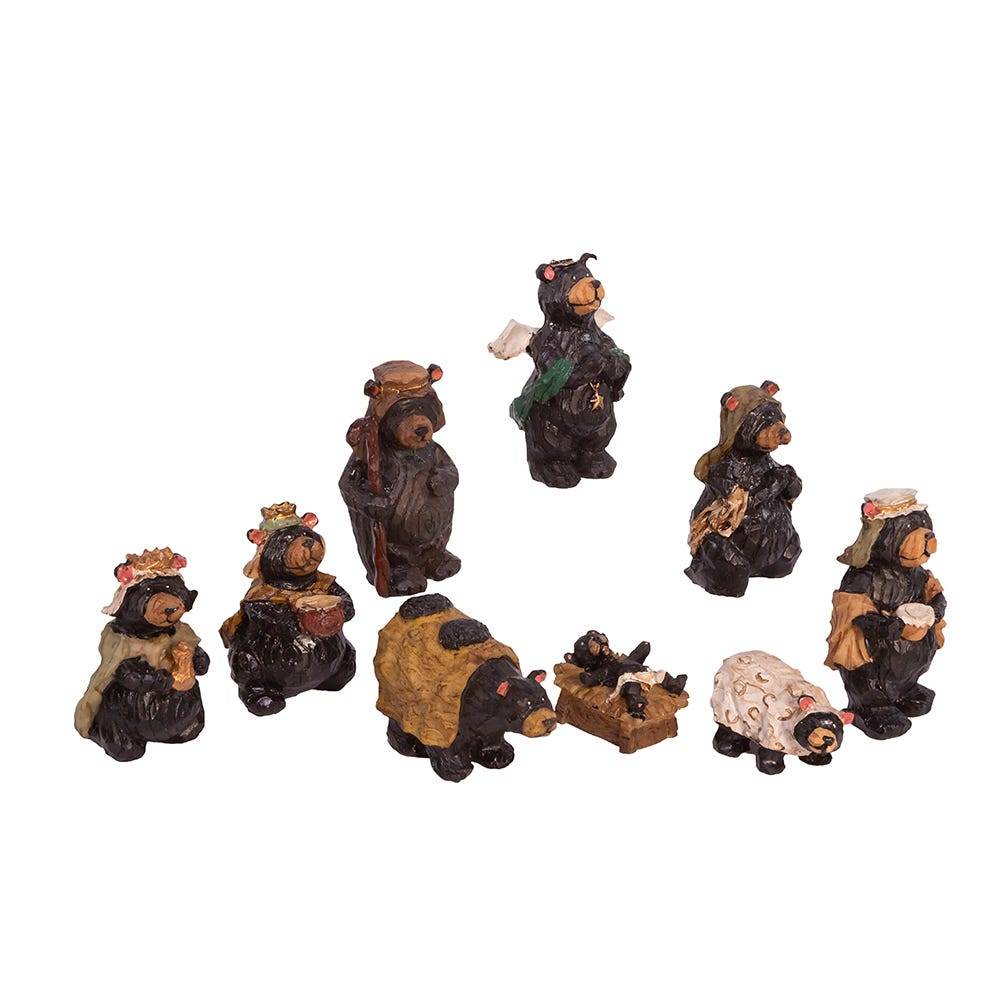 Kurt Adler 4-Inch Resin Nativity Bear Set of 9 Pieces