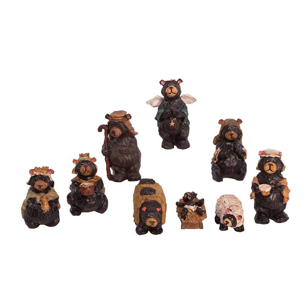 Kurt Adler 4-Inch Resin Nativity Bear Set of 9 Pieces