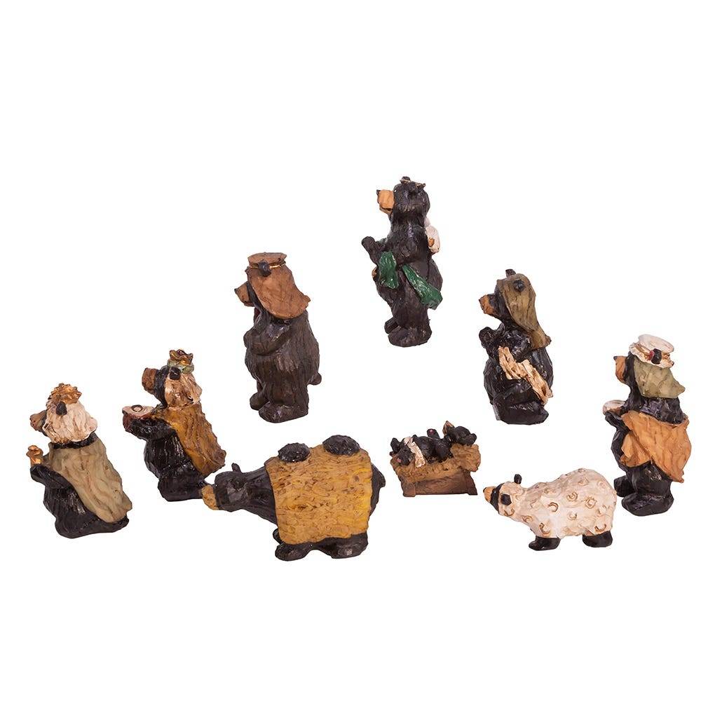 Kurt Adler 4-Inch Resin Nativity Bear Set of 9 Pieces