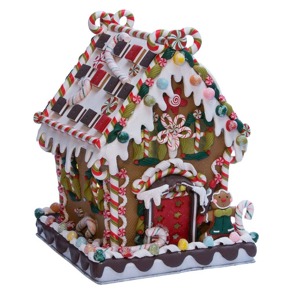 Kurt Adler 8 5/8-Inch Claydough and Metal Candy House with C7 UL Lighted Decorations