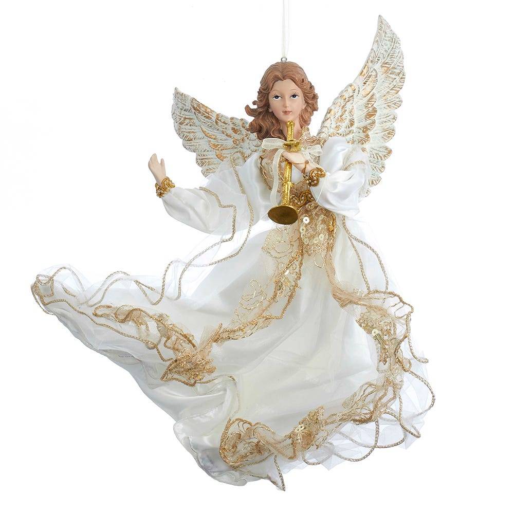 Kurt Adler 12-Inch Ivory and Gold Angel Ornament