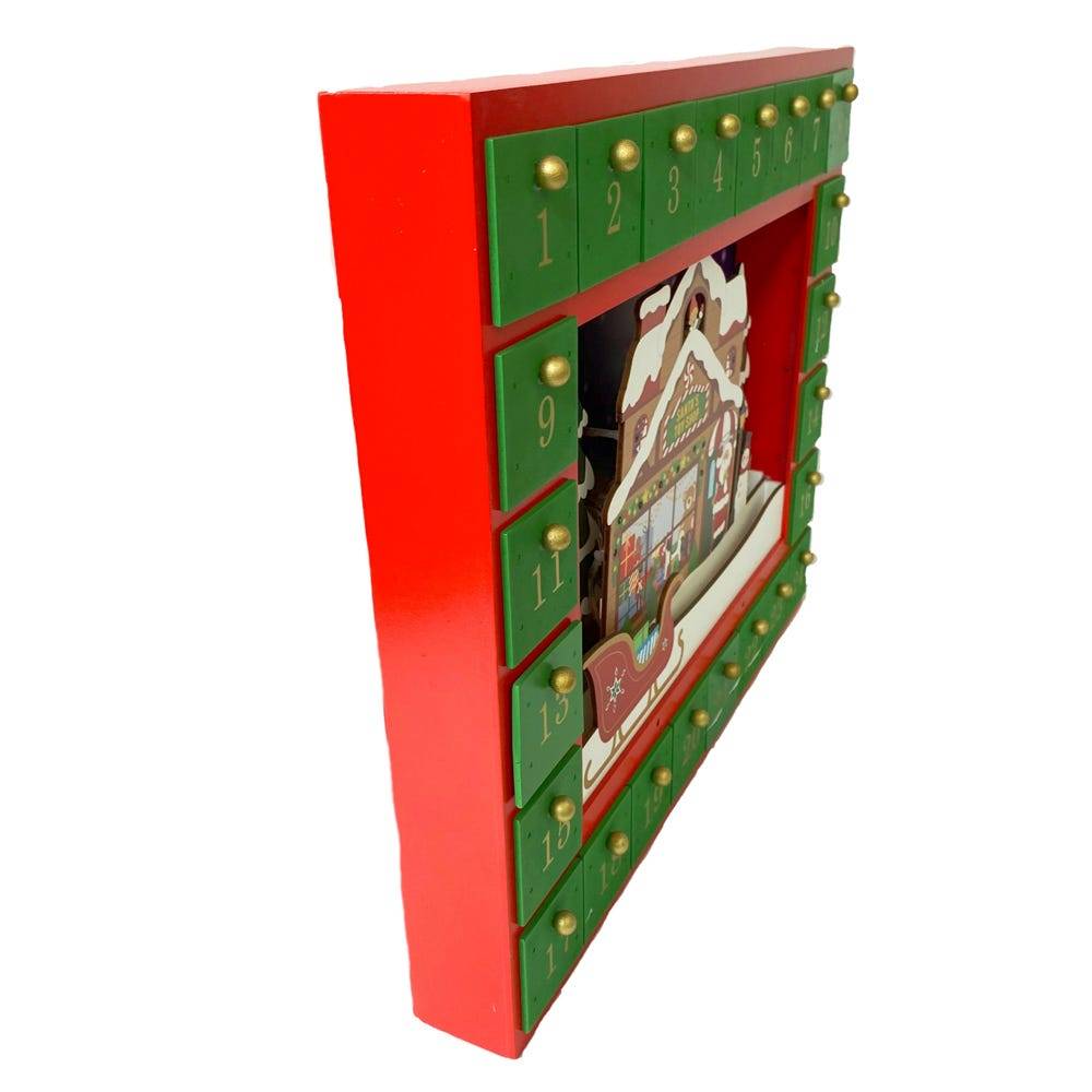 Kurt Adler 14.3-Inch Battery-Operated Santa Toy Shop Advent Calendar